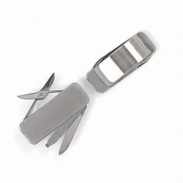 Slim Stainless Money Clip w Implements