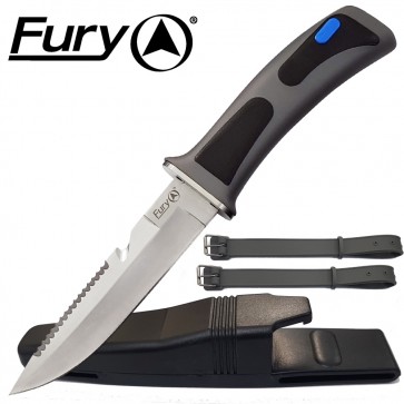 Fury Scuba Diver Sawback Knife with Straps
