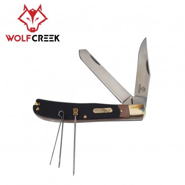 Wolf Creek 2 Blade Stockman Knife with Pick and Tweezers